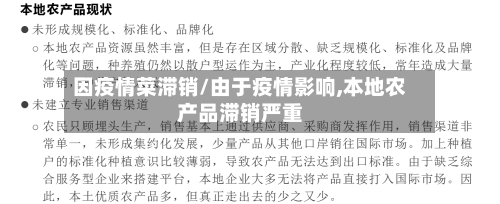 因疫情菜滞销/由于疫情影响,本地农产品滞销严重
